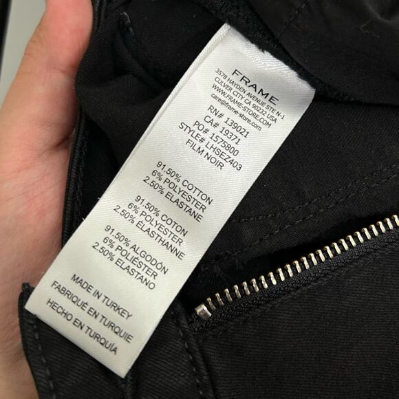 Frame Le Super High Jeans Straight Leg Exposed Zip Black Size 24 Rare - Picture 13 of 13